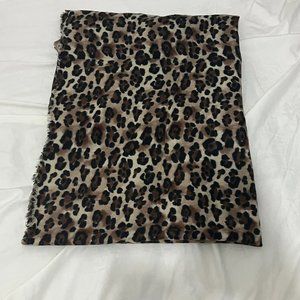 Zara Leopard Print Fringed Scarf